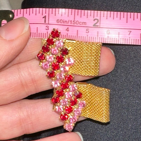 Vintage Wrap Around Pink Rhinestone Cufflinks - Picture 3 of 11